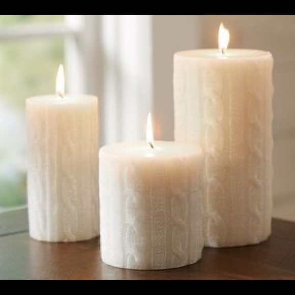 Pottery Barn Beige Candles Cable Knit